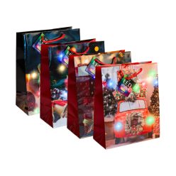   Ajándéktasak papír Karácsonyi 10 színes LED - 265x127x330mm