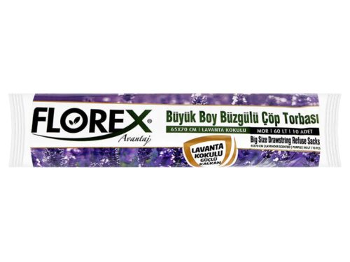 Florex húzózáras illatos szemeteszsák lila 60L 65x70cm - 10db - Levendula