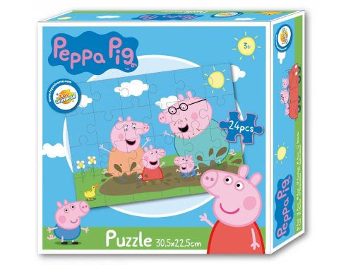 Peppa malac puzzle 24 db-os - Peppa malacék a sárban