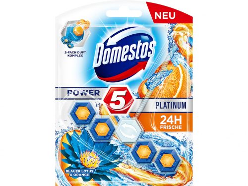 Domestos Power5 Platinum WC tisztító illatosító 55g - Kék Lótusz és Narancs