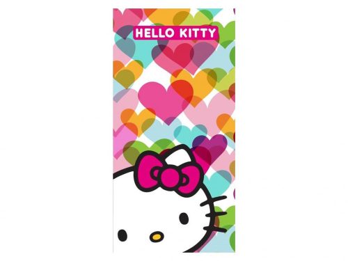 Hello Kitty gyorsan száradó fürdőlepedő, strand törölköző 70x140cm - Szívecskés
