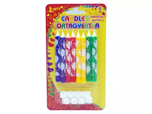 Születésnapi tortagyertya 8db - Színes lufimintás