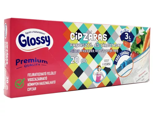 Glossy Cipzáras fagyasztó és tárolótasak tasak 3L 25x30cm - 20db