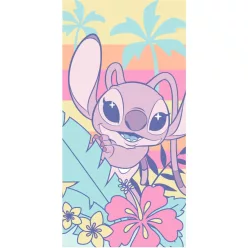   Disney Lilo és Stitch, A csillagkutya Floral Escape fürdőlepedő, strand törölköző 70x140cm (Fast Dry)