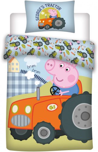 Peppa malac George's Tractor gyerek, ovis ágyneműhuzat 100×135cm, 40×60 cm