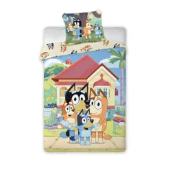   Bluey Family Home gyerek, ovis ágyneműhuzat 100×135cm, 40×60 cm