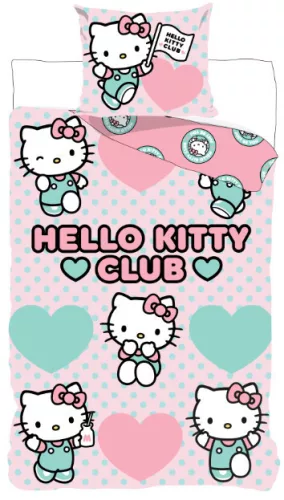 Hello Kitty Club gyerek, ovis ágyneműhuzat 100×135 cm, 40×60 cm