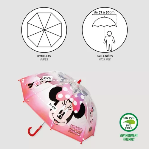 Disney Minnie Cheerful gyerek átlátszó esernyő Ø71 cm