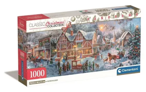 Karácsonyi falu Getting Ready 1000 db-os panorama puzzle Clementoni