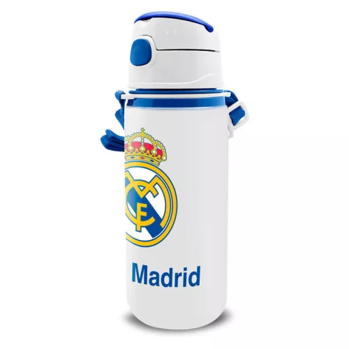 Real Madrid Emblem alumínium szívószálas kulacs akasztóval 600 ml