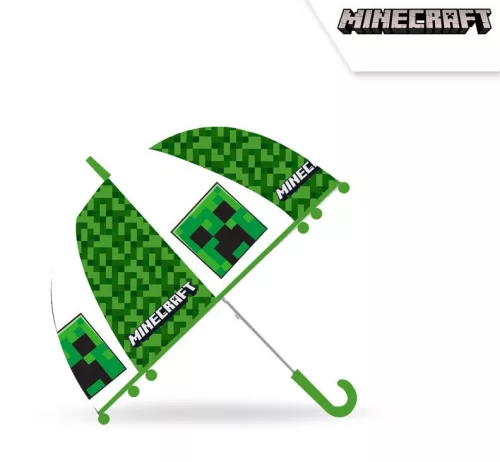 Minecraft Creeper gyerek átlátszó félautomata esernyő Ø70 cm
