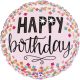 Happy Birthday Pink Confetti mini fólia lufi 19 cm (WP)