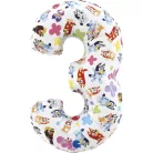 Bluey Friends 3-as szám fólia lufi 66 cm