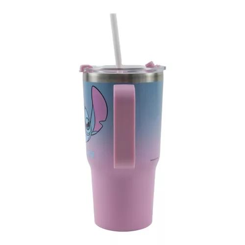Disney Lilo és Stitch, A csillagkutya Alien 626 rozsdamentes acél thermo szívószálas kulacs 520 ml
