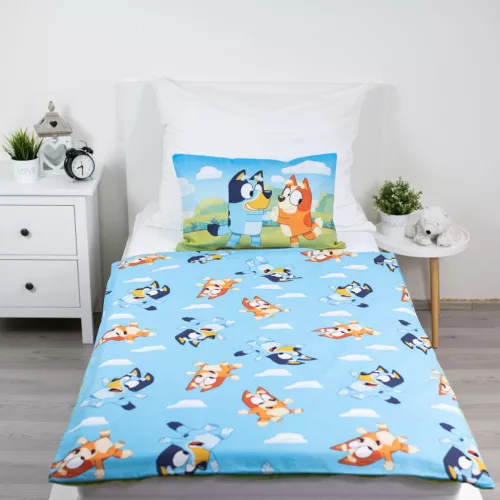 Bluey Happy Family gyerek, ovis ágyneműhuzat 100×135cm, 40×60 cm