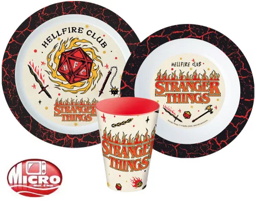 Stranger Things Upside Down étkészlet, micro műanyag szett, pohárral 260 ml