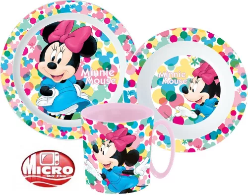 Disney Minnie Feel Good étkészlet, micro műanyag szett bögrével 350 ml