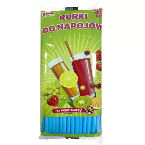 Színes Blue műanyag szívószál 50 db-os