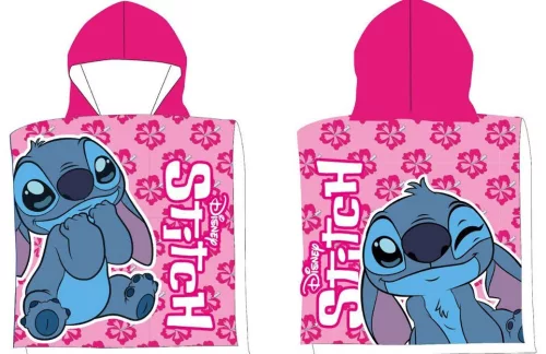 Disney Lilo és Stitch, A csillagkutya Pink Wink strand törölköző poncsó 50x100 cm (Fast Dry)