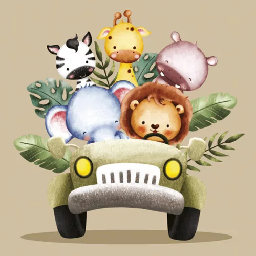 Állatos Safari in the Jeep szalvéta 20 db-os 33x33 cm