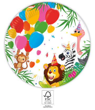 Jungle Balloons, Dzsungel papírtányér 8 db-os 23 cm FSC