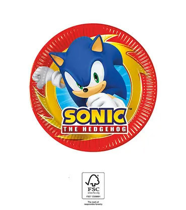 Sonic a sündisznó Sega papírtányér 8 db-os 20 cm FSC