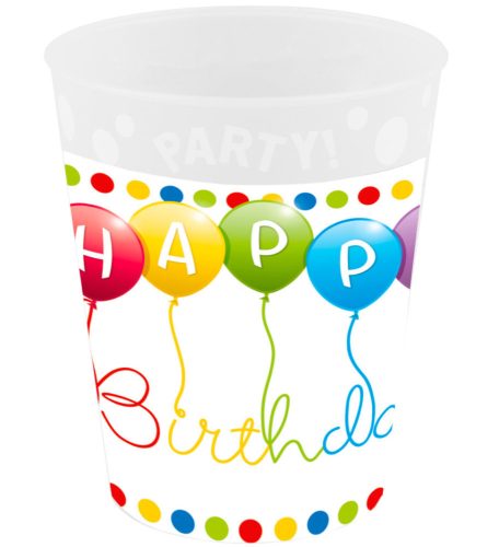 Happy Birthday Streamers pohár, műanyag 250 ml