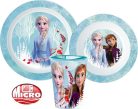 Disney Jégvarázs Blue Forest étkészlet, micro műanyag szett, pohárral 260 ml