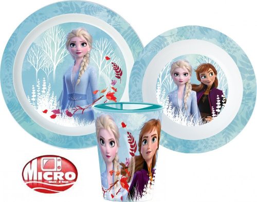 Disney Jégvarázs Blue Forest étkészlet, micro műanyag szett, pohárral 260 ml
