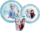 Disney Jégvarázs Blue Forest étkészlet, micro műanyag szett, pohárral 260 ml