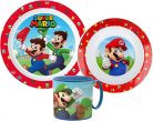 Super Mario Mushroom Kingdom étkészlet, micro műanyag szett bögrével 265 ml