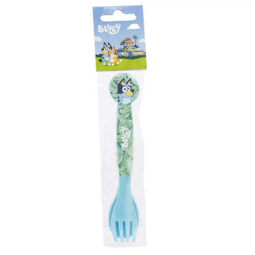 Bluey Leaves műanyag evőeszköz készlet - 2 darabos