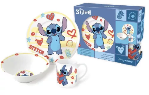 Disney Lilo és Stitch, A csillagkutya Heart porcelán étkészlet Díszdobozban