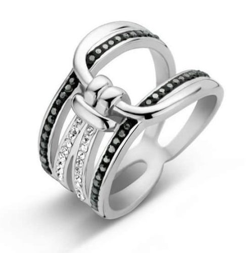 Victoria Ezüst színű fekete, fehér köves gyűrű