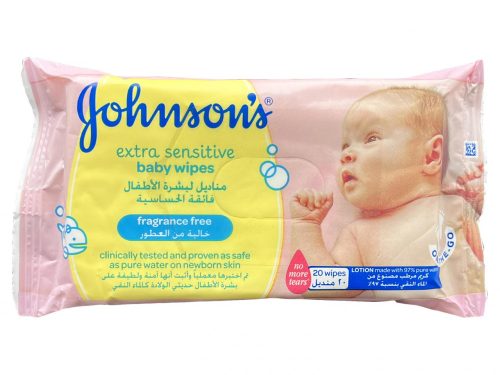 Johnson's nedves törlőkendő 20db - Extra Sensitive