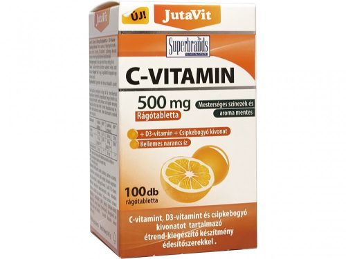 JutaVit rágótabletta 100db - C-vitamin 500mg D3 + Csipkebogyó - Narancs