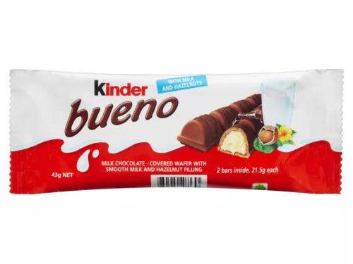Kinder Bueno tejcsokoládéval bevont ostya tejes-mogyorós krémmel 43g