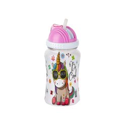 Szívószálas kulacs 400ml - Unikornis 