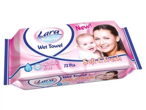 Lara nedves törlőkendő 72db  - Soft and Fresh