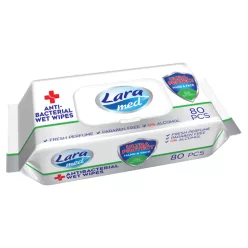   Lara Med antibakteriális nedves törlőkendő (kézre és arcra is) - 80db