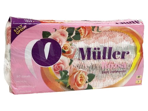 Müller papírzsebkendő 3 rétegű 80db - Rózsa
