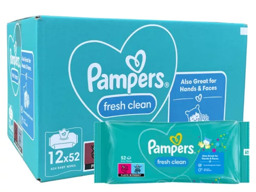 Pampers nedves törlőkendő 52db - Fresh Clean(12csomag)