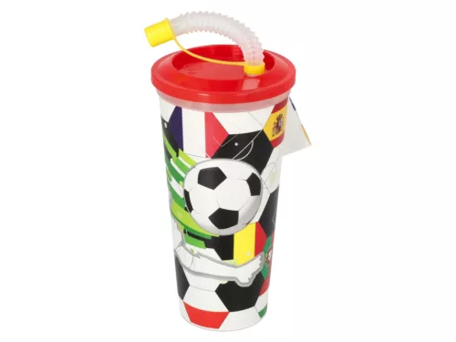 Szívószálas Pohár 10g Csokis Keksszel 430ml - Focis