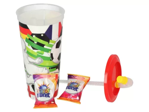 Szívószálas Pohár 10g Csokis Keksszel 430ml - Focis