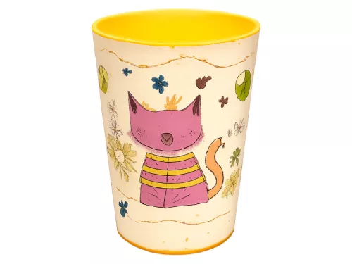 Pohár Műanyag Mintás 400ml - Neon Sárga