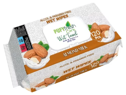 Pufy Fresh nedves törlőkendő 120db Fedeles - Mandulatej