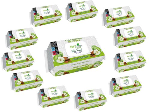 Pufy Fresh nedves törlőkendő 120db Fedeles - Alma és Fahéj(12csomag)