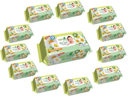 Pufy Fresh nedves törlőkendő 120db Fedeles - Kamilla(12csomag)