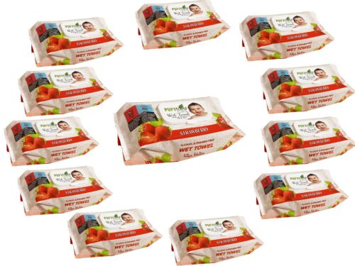 Pufy Fresh nedves törlőkendő 120db Fedeles - Eper(12csomag)