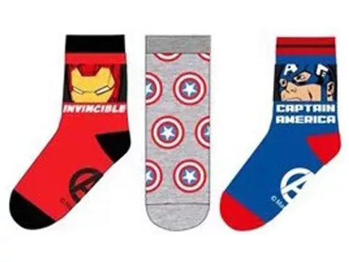 Bosszúállók gyerek zokni 3 pár/csomag - 27-30 (SHU0653-pack1)